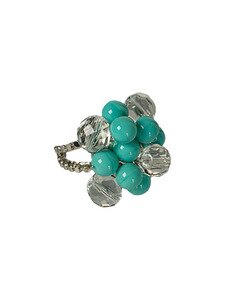 Sorrelli Bright Silver Cluster Bead & Turquoise Ring