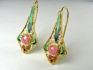 Rhodocrosite Lever Back Earrings by Barbara Garwood