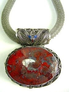 Amazon Jasper Pendant in Antique Silver by Barbara Garwood
