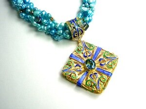 Blue Topaz Pendant With Pearls by Barbara Garwood