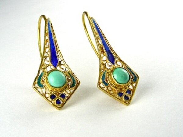Turquoise Lever Back Earrings by Barbara Garwood